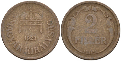 Венгрия 2 филлера 1929 BP KM 506 бронза 4115-1118