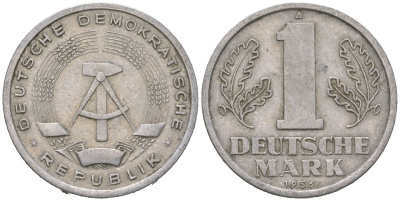 ГДР 1 марка 1956 A KM 13 алюминий 4619-612