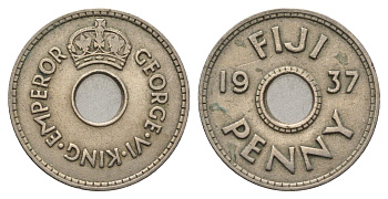 Фиджи 1 пенни 1937 Георг VI (1936-1952) KM 7 медно-никель 4686-841
