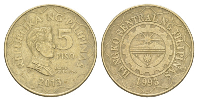 Филиппины 5 писо 2013 KM 272 никель латунь 4652-435