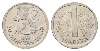 Финляндия 1 марка 1969 KM 49a медно-никель UNC 4118-1253