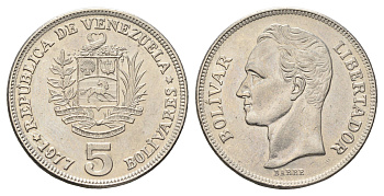 Венесуэла 5 боливаров 1977 Симон Боливар Y 53 никель aUNC 4667-712