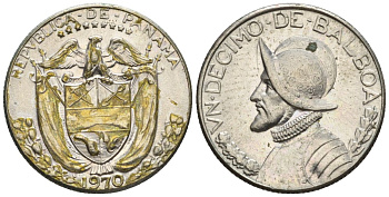 Панама 1/10 бальбоа 1970  KM 10 медь плакированная медно-никелем  aUNC  4609-866