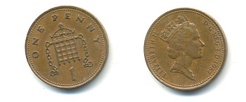 Великобритания 1 пенни 1987 Елизавета II (1952-2022) КМ 935, Spink 4381 (B3) бронза 59-1642