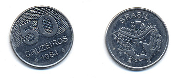 БРАЗИЛИЯ 50 КРУЙЗЕЙРО 1984 KM 594.1 сталь aUNC 51-5745