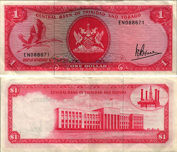 Тринидад и Тобаго 1 доллар 1977 подпись V. E. Bruce Pick 30 а бумага 2192-55-2-2