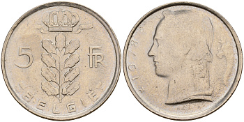 Бельгия 5 франков 1978 Belgie KM 135.1 медно-никель  UNC  4187-323