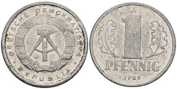 ГДР 1 пфенниг 1985 A KM 8.2 алюминий 192-131