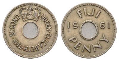 Фиджи 1 пенни 1961 Елизавета II (1952-2022) KM 21 медно-никель 4686-857