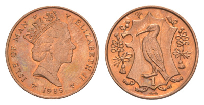 Остров Мэн 1 пенни 1985 Елизавета II (1952-2022) KM 143 бронза UNC 4647-151