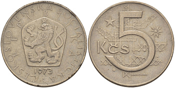 Чехословакия 5 крон 1973 KM 60 медно-никель 60-612