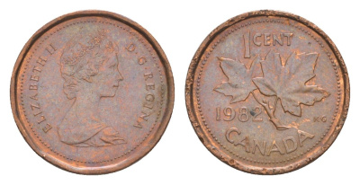 Канада 1 цент 1982 Елизавета II (1952-2022), кленовый лист KM 132 бронза 4630-562