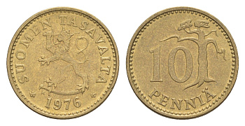 Финляндия 10 пенни 1976 KM 46 алюминиевая бронза 4647-336