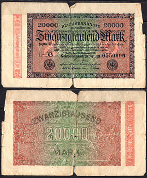 Германия 20000 марок 1924 Pick 85 b бумага 2192-24-2-2