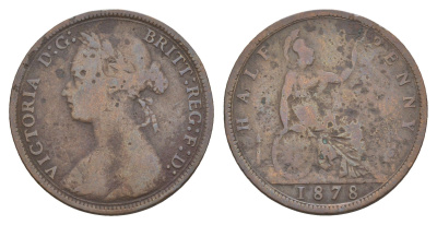 Великобритания 1/2 пенни 1878 Виктория (1837-1901) KM 754, Spink 3956 бронза 4656-142
