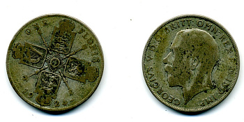 Великобритания 2 шиллинга = 1 флорин 1924 Георг V (1910-1936) KM 817a, Spink 4022 61-1221