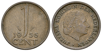 НИДЕРЛАНДЫ 1 ЦЕНТ 1956 ЮЛИАНА KM 180 бронза 61-1247