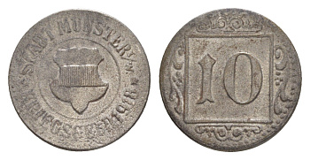 Мюнстер 10 пфеннигов 1918 Funck 350.3A, Men18 22668.1 железо 4643-1015