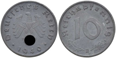 Германия 10 рейхспфеннигов 1940 B KM 101, J. 371 цинк 4401-844