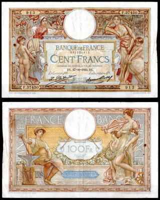Франция 100 франков 1932 Pick 78 b бумага 7183-3-2-2