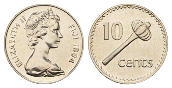 Фиджи 10 центов 1984 редкий год KM 30 медно-никель UNC 4686-946