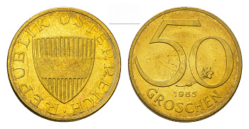 Австрия 50 грошей 1965  KM 2885 алюминиевая бронза UNC M63-06