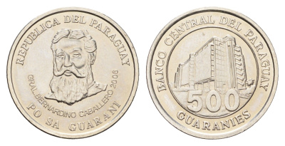 Парагвай 500 гуарани 2006 KM 195a никель сталь UNC 4666-1147