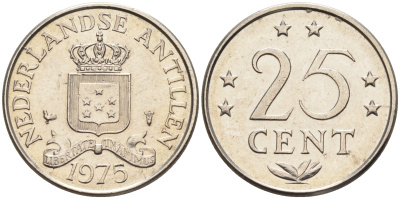 Нидерландские Антилы 25 центов 1975 Юлиана (1948-1980) KM 11 никель 4169-366