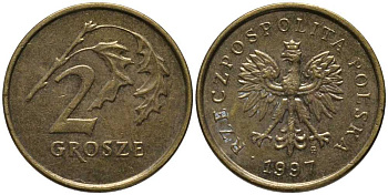 Польша 2 гроша 1997 MW KM 277, Parchimowicz 702d латунь 201-367