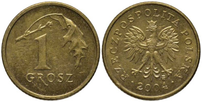 Польша 1 грош 2004 MW KM 276, Parchimowicz 701m латунь 4396-1255