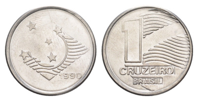 Бразилия 1 крузейро 1990 KM 617 нержавеющая сталь UNC 4644-518