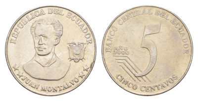 Эквадор 5 сентаво 2000 KM 105 нержавеющая сталь UNC 4640-1132