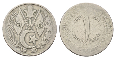 Алжир 1 динар 1964 KM 100 медно-никель 4678-854