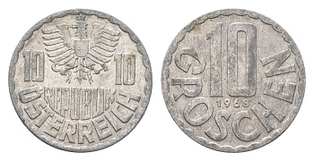 Австрия 10 грошей 1968 KM 2878 алюминий 4669-1235