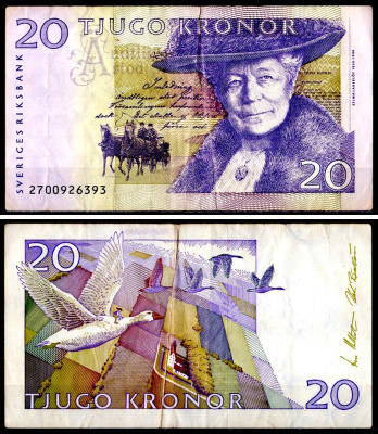 Швеция 20 крон 2002 Pick 63 a бумага 6317-28-3-2