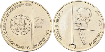 Португалия 2 1/2 евро 2011 ГОТОВЫ И СПОСОБНЫ медно-никель UNC 4593-133