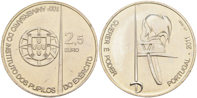 Португалия 2 1/2 евро 2011 ГОТОВЫ И СПОСОБНЫ медно-никель UNC 4593-133