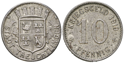 Тройхтлинген (Бавария) 10 пфеннигов 1919 Funck 547.4A, Men18 31466.7 железо 4380-137