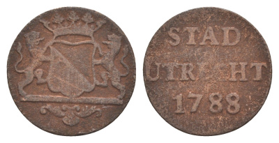 Нидерланды, Голландская республика, Утрехт 1 дуит 1788 KM 91 медь 4659-162