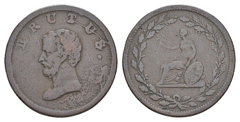 Великобритания 1/2 пенни ND (1809-1810) Георг III (1760-1820), Марк Юний Брут, гурт гладкий, Британская медная компания, токен Withers 621 медь 3711-242