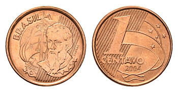 Бразилия 1 сентаво 2004 KM 647 сталь плакированная медью UNC 99-525