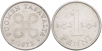 Финляндия 1 пенни 1973 KM 44а алюминий 4547-1028