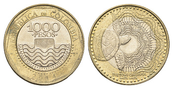 Колумбия 1000 песо 2014 KM 299 биметалл aUNC 4663-813