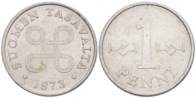 Финляндия 1 пенни 1973 KM 44а алюминий 4547-1028