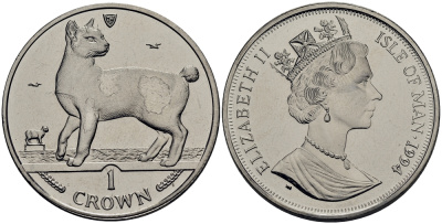 Остров Мэн 1 крона 1994 Японский бобтейл КМ 381 медно-никель UNC M80-16