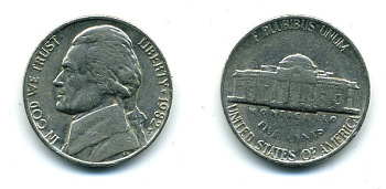 США 5 центов 1982 P, президент Джеферсон KM А192 медно-никель 46-2066