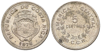 Коста-Рика 5 сентимо 1976 KM 184.2 медно-никель 4115-1263