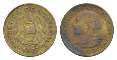 Гватемала 1 сентаво 1967 KM 265 латунь 4649-914