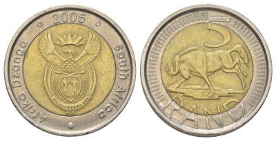 ЮАР 5 рандов 2005 KM 297 биметалл 4626-843