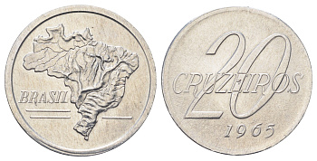 Бразилия 20 крузейро 1965 KM 573 алюминий UNC 4646-744
